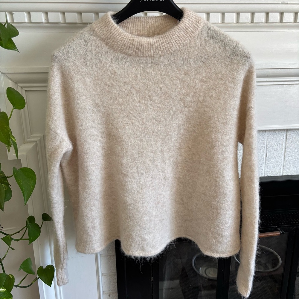 Sessun Alpaca Wool Cloud Sweater Boxy Fit Large Cream Crewneck